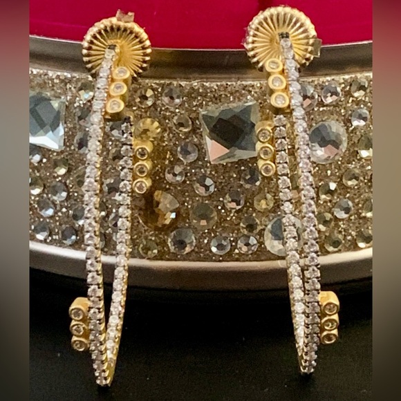 Freida Rothman Authentic Pavé Disc Oval Hoop Earrings - Picture 8 of 10